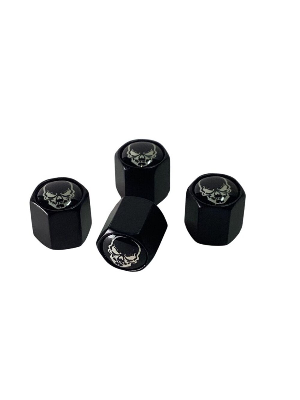 4pcs Black Shull Polished Aluminum Valve Stem Caps NEW